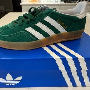 Adidas Gazelle Indoor J Green and White